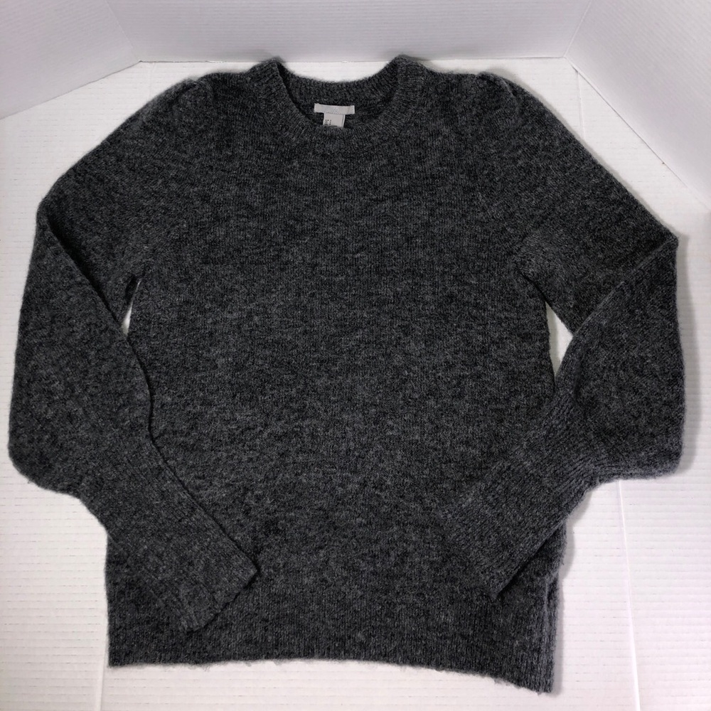 H&M Round Neck Wool Mohair Blend Sweater Gray Pullover Women’s Size S
